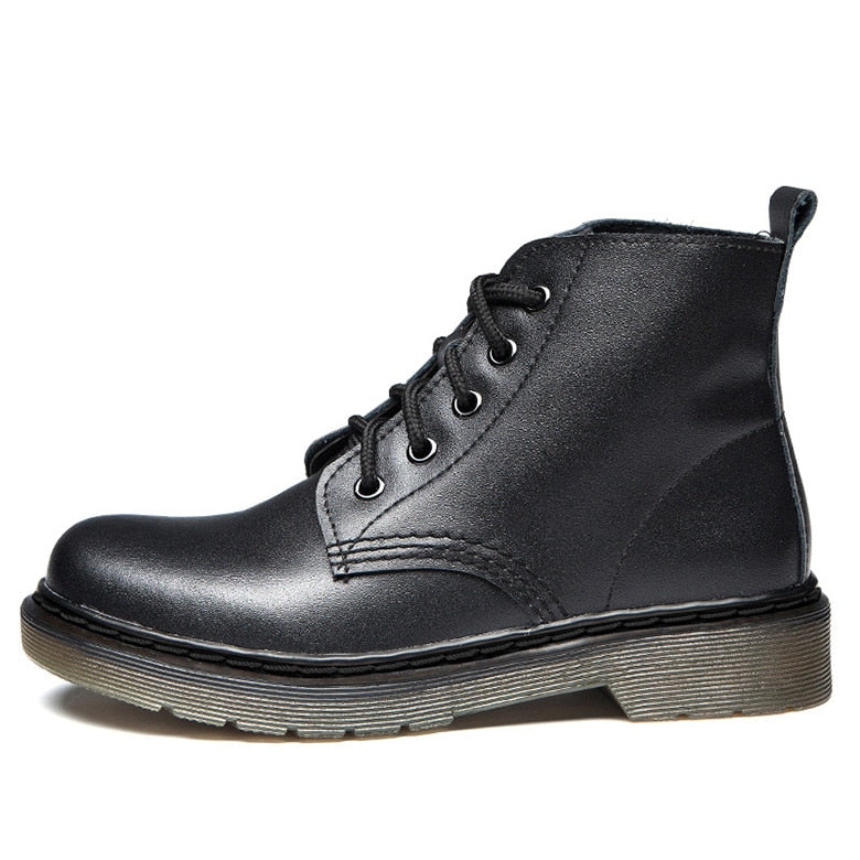 Peris Gems 5 hole Black / 35 Leather Ankle Boots for Women | Round Toe Solid Leather Motorcycle Boots Leather Ankle Boots for Women | Round Toe Leather Boots SHEIN Amazon Temu