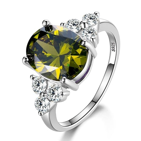 Peris Gems 5 / Peridot Prong Gemstone Rings for Women | Sterling Silver Oval Champagne Rings SHEIN Amazon Temu