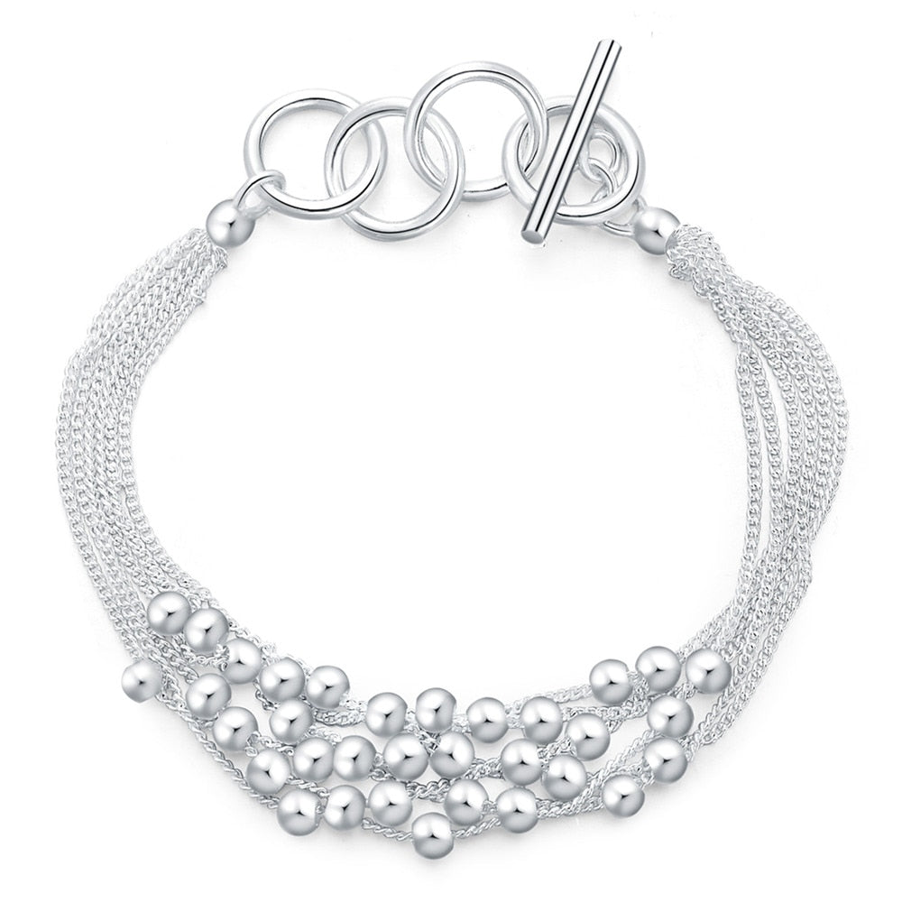Peris Gems 5 Polished Silver Beads Bracelet for Women | Fashion Charm Bracelet Polished Silver Beads Bracelet for Women | Charm Bracelet SHEIN Amazon Temu