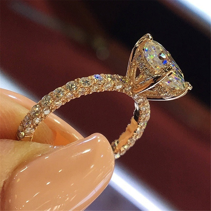 Peris Gems 5 / Rose gold Elegant Diamond Bridal Style Rings for Women | Engagement Style Diamond Encrusted Gold Silver Rings SHEIN Amazon Temu