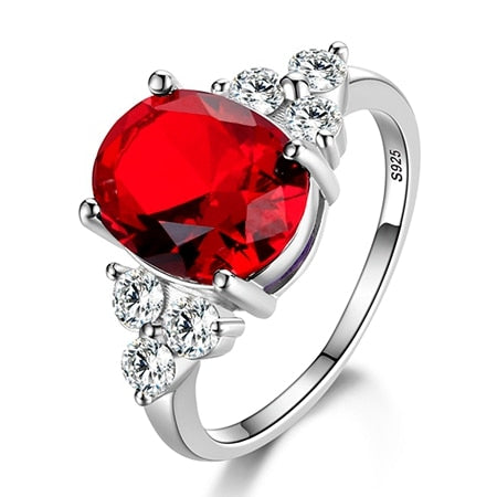 Peris Gems 5 / Ruby Prong Gemstone Rings for Women | Sterling Silver Oval Champagne Rings SHEIN Amazon Temu