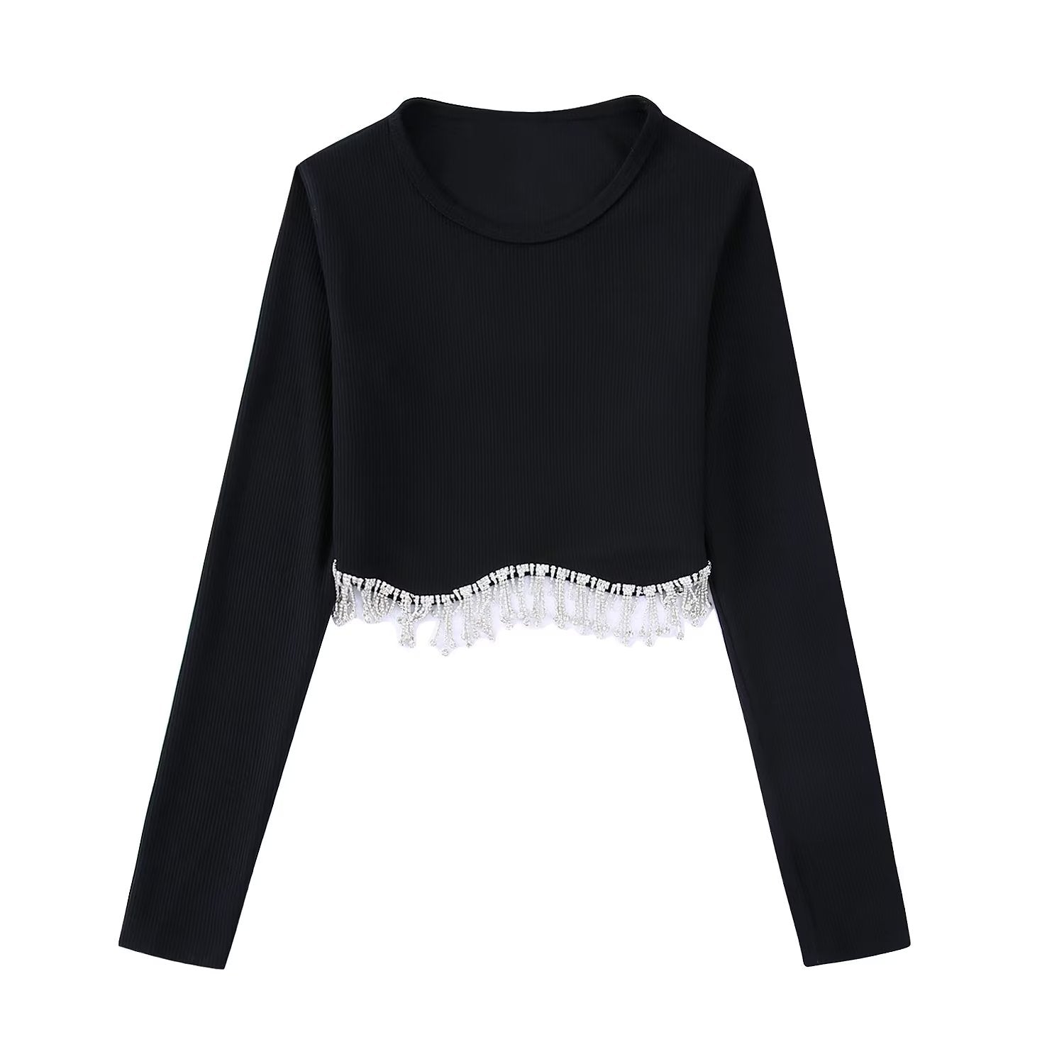 Peris Gems 5 / S Diamond Tassel Crop-Top Shirt | Slim Luxurious Shirt for Women SHEIN Amazon Temu