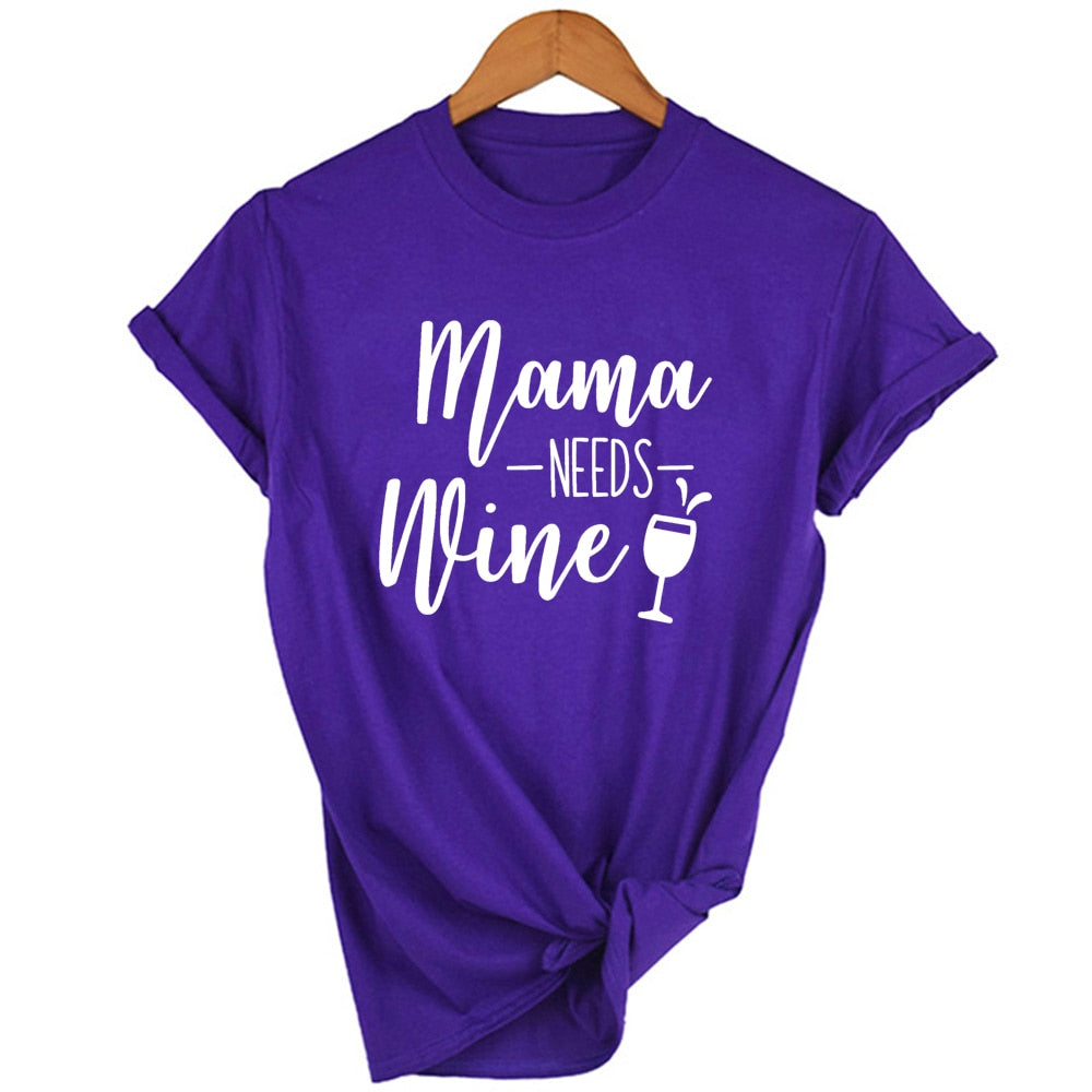 Peris Gems 5 / S Mama Needs Wine Letter Print T Shirt for Women | Short Sleeve Wine Lover Tee Mama Needs Wine Letter Print T Shirt for Women | Wine Lover SHEIN Amazon Temu