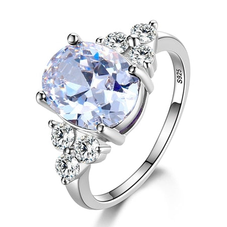 Peris Gems 5 / White CZ Prong Gemstone Rings for Women | Sterling Silver Oval Champagne Rings SHEIN Amazon Temu