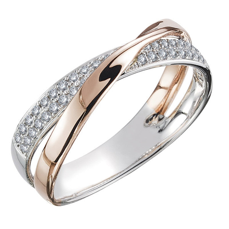 Peris Gems 5 / X - Gold & Diamond Two Tone X Shape Cross Dazzling CZ Rings - Female Engagement Jewelry SHEIN Amazon Temu