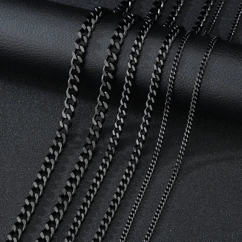 Peris Gems 50cm / Black Men Stainless Steel Basic Chain Necklace Titanium Steel Jewelry Cuban Chain For Women Men Stainless Steel Basic Chain Necklace Titanium Steel Jewelry Cuban Chain For Women SHEIN Amazon Temu