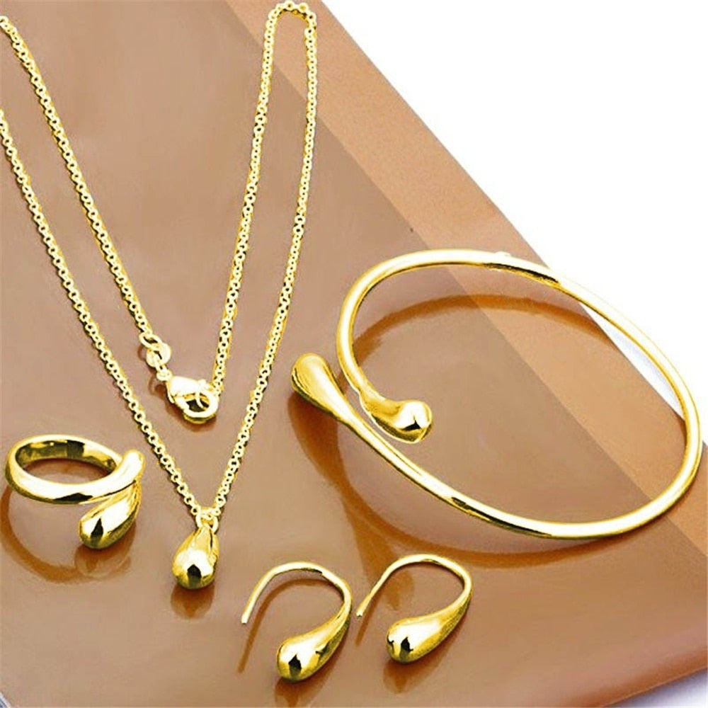 Peris Gems 5pc-Gold Double Heart Necklace Earrings Bracelet Jewelry Set SHEIN Amazon Temu