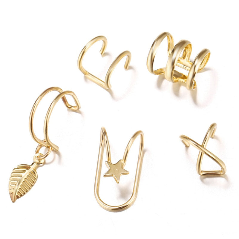 Peris Gems 5pcs gold Clip-On 7pc Gold Leaf Earrings for Women | Non-Piercing Earrings Clip-On 7pc Gold Leaf Earrings for Women | Non-Piercing SHEIN Amazon Temu