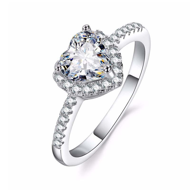Peris Gems 6 / 1 Diamond Heart Shaped Wedding Ring for Women | Silver Love Engagement Style Ring SHEIN Amazon Temu