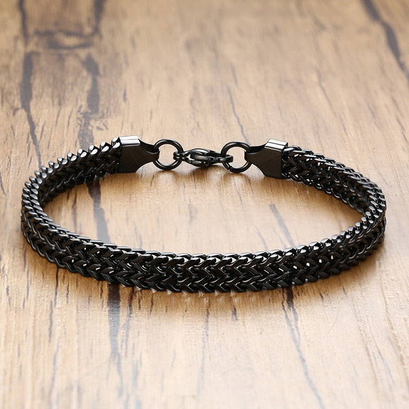 Peris Gems 6.5 Lobster Black / 21cm Retro Link Chain Bracelets for Men | Double Overlap Stainless Curb Chain SHEIN Amazon Temu