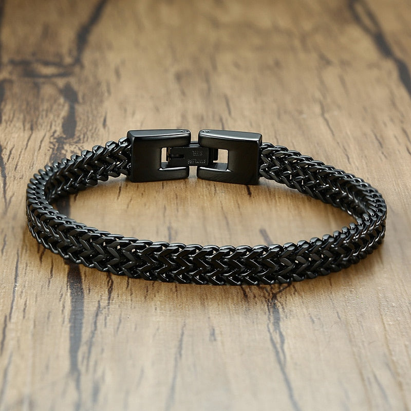 Peris Gems 6.5mm Black / 19.5cm Retro Link Chain Bracelets for Men | Double Overlap Stainless Curb Chain SHEIN Amazon Temu
