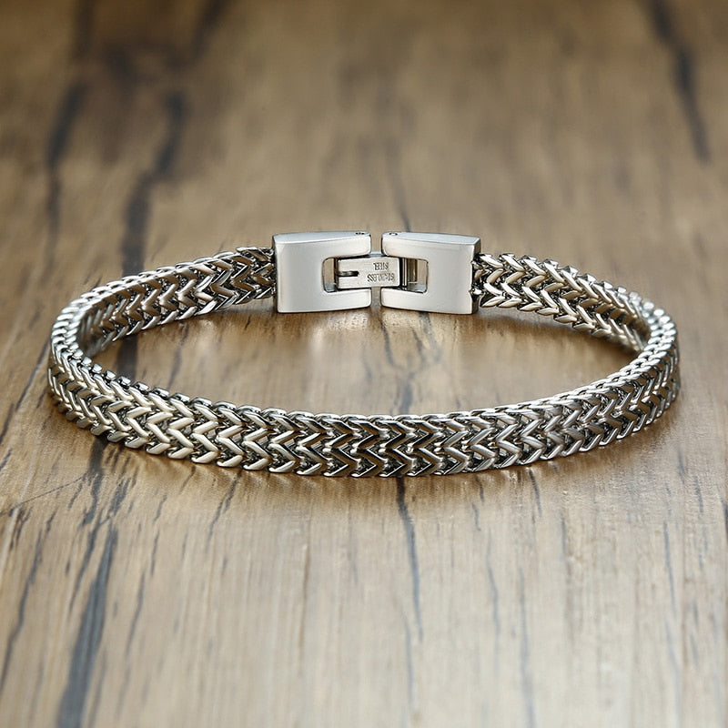Peris Gems 6.5mm Silver / 19.5cm Retro Link Chain Bracelets for Men | Double Overlap Stainless Curb Chain SHEIN Amazon Temu