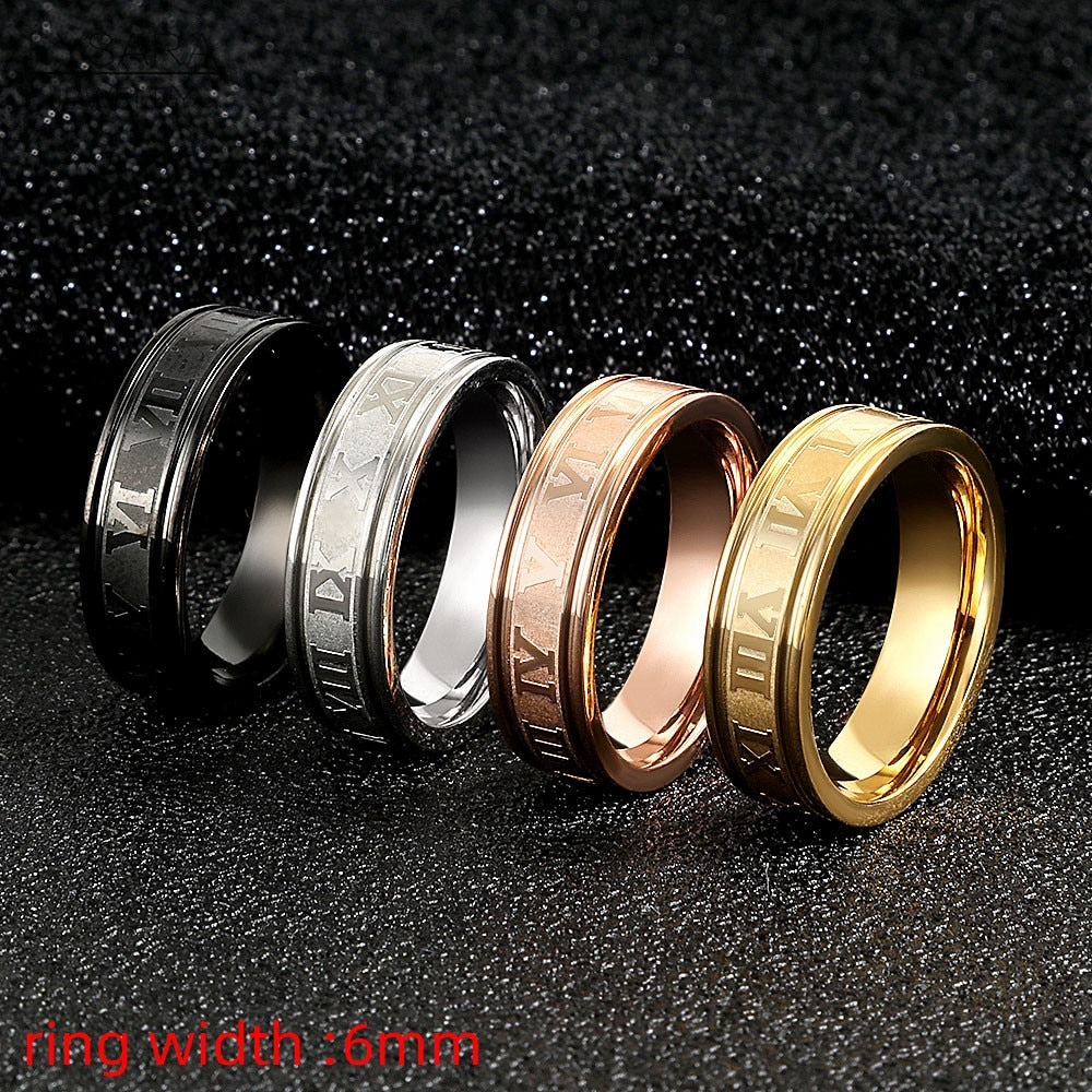Peris Gems 6 / 6mm Gold Roman Numeral Steel Rings Unisex | Gold Stainless-Steel Rings SHEIN Amazon Temu