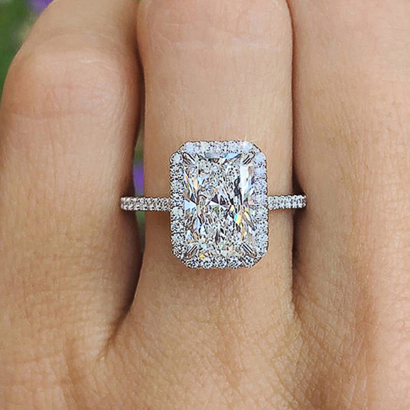 Peris Gems 6 / Clear Rectangle Diamond Luxurious Cubic Zirconia Rings for Women | Silver Diamond Ring SHEIN Amazon Temu
