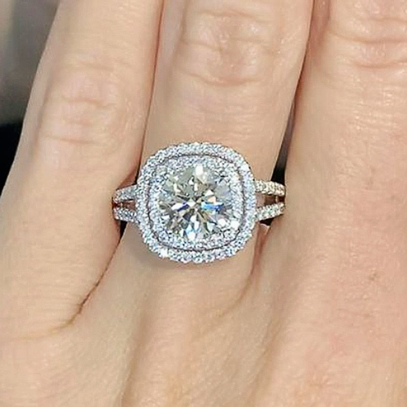 Peris Gems 6 / Clear Round Diamond Luxurious Cubic Zirconia Rings for Women | Silver Diamond Ring SHEIN Amazon Temu