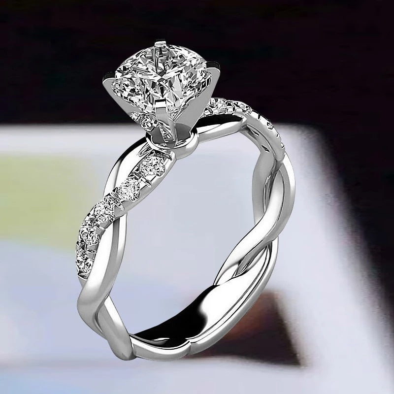Peris Gems 6 / Engagement - Silver Two Tone X Shape Cross Dazzling CZ Rings - Female Engagement Jewelry SHEIN Amazon Temu