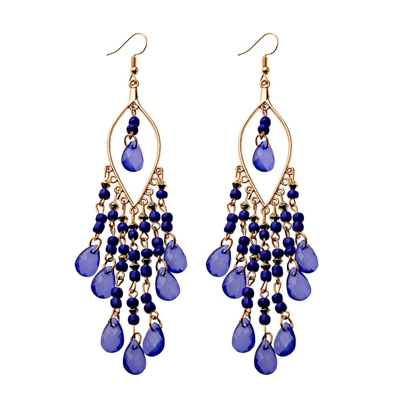 Peris Gems 6 Gold Beaded Long Tassel Earrings for Women | Crystal Dangle Earrings SHEIN Amazon Temu