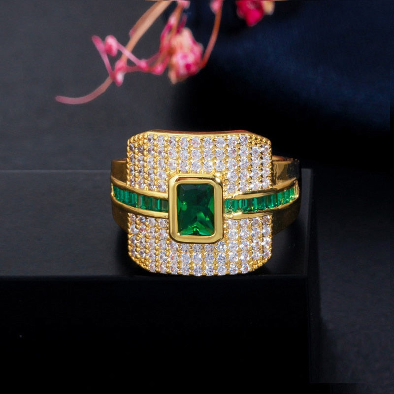 Peris Gems 6 / Green Square Diamond Bridal Rings for Women | Gold Gem Rings SHEIN Amazon Temu