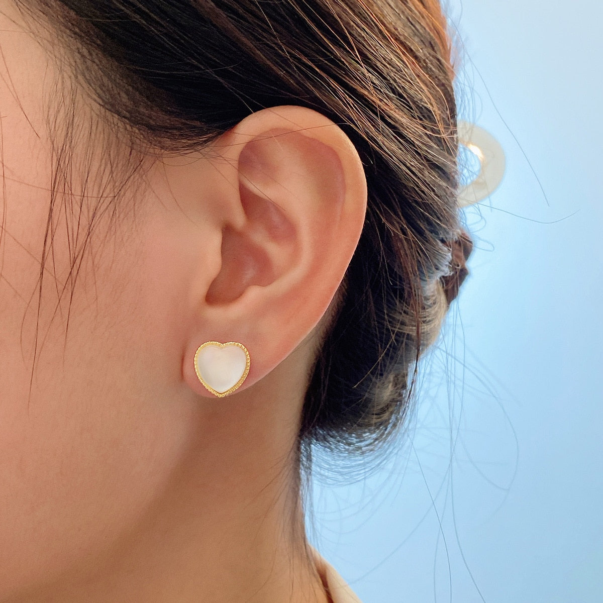 Peris Gems 6 Pearl Heart Stud Earrings for Women | Gold Love Dangle Earrings Pearl Heart Stud Earrings for Women Gold Love Dangle Earring SHEIN Amazon Temu