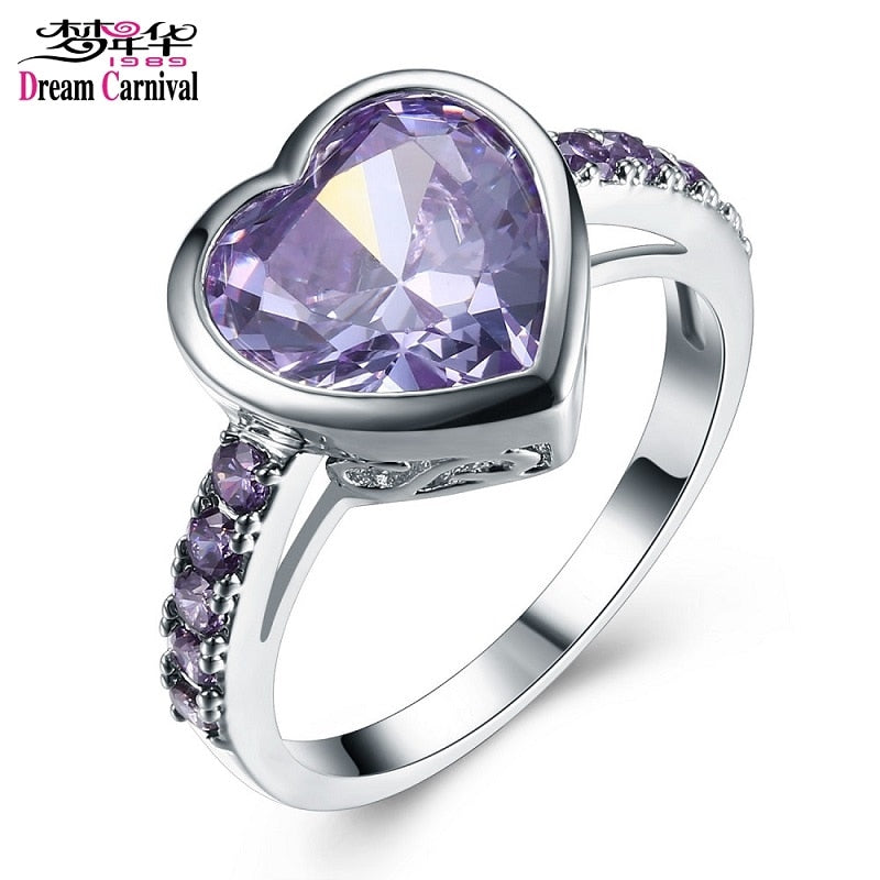 Peris Gems 6 Purple Heart Ring for Women | Silver and Purple Diamond Love Ring SHEIN Amazon Temu