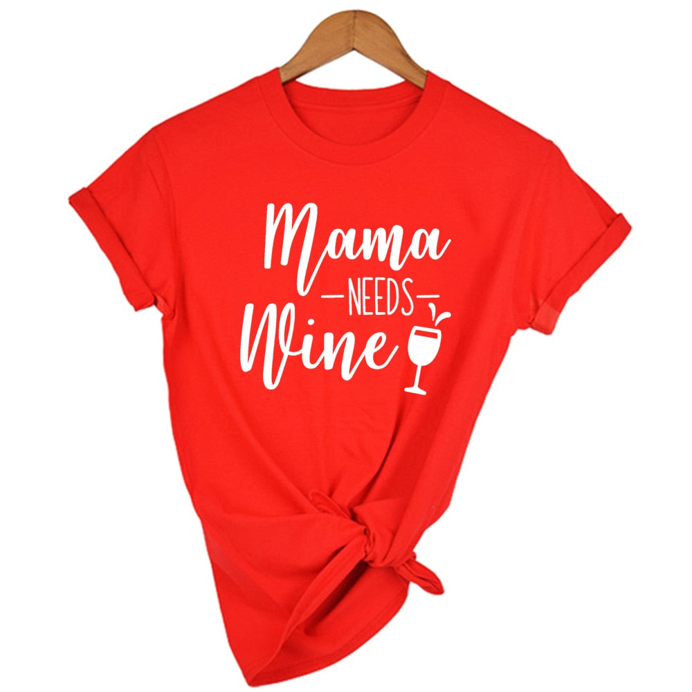 Peris Gems 6 / S Mama Needs Wine Letter Print T Shirt for Women | Short Sleeve Wine Lover Tee Mama Needs Wine Letter Print T Shirt for Women | Wine Lover SHEIN Amazon Temu