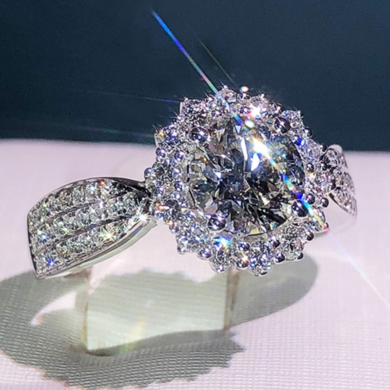Peris Gems 6 / Sapphire Style Luxurious Cubic Zirconia Rings for Women | Silver Diamond Ring SHEIN Amazon Temu