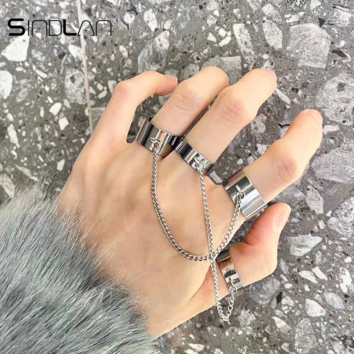 Peris Gems 6 Silver Chain Wrist Emo Bracelets with Rings Unisex SHEIN Amazon Temu