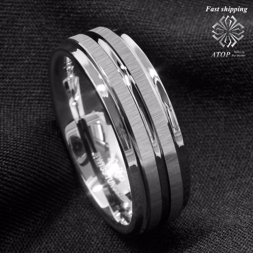 Peris Gems 6 Vertical Silver Meteorite Carbide Rings for Men | Brushed Tungsten Rings Vertical Silver Meteorite Carbide Rings for Men | Brushed SHEIN Amazon Temu