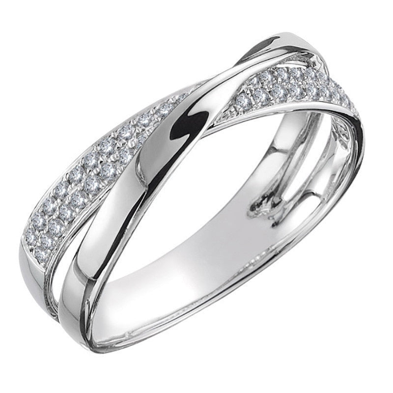 Peris Gems 6 / X - Silver & Diamond Two Tone X Shape Cross Dazzling CZ Rings - Female Engagement Jewelry SHEIN Amazon Temu