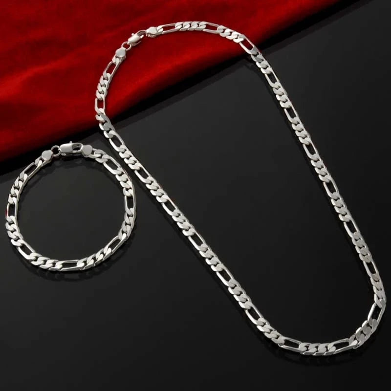 Peris Gems 60cm and 20cm Noble New Arrive 925 Silver 4MM Chain for Men Women Bracelet Necklace Jewelry Set Lady Christma Gifts Charms Wedding Noble New Arrive 925 Silver 4MM Chain for Men Women Bracelet Necklace Jewelry Set Lady Christma Gifts Charms Wedding SHEIN Amazon Temu