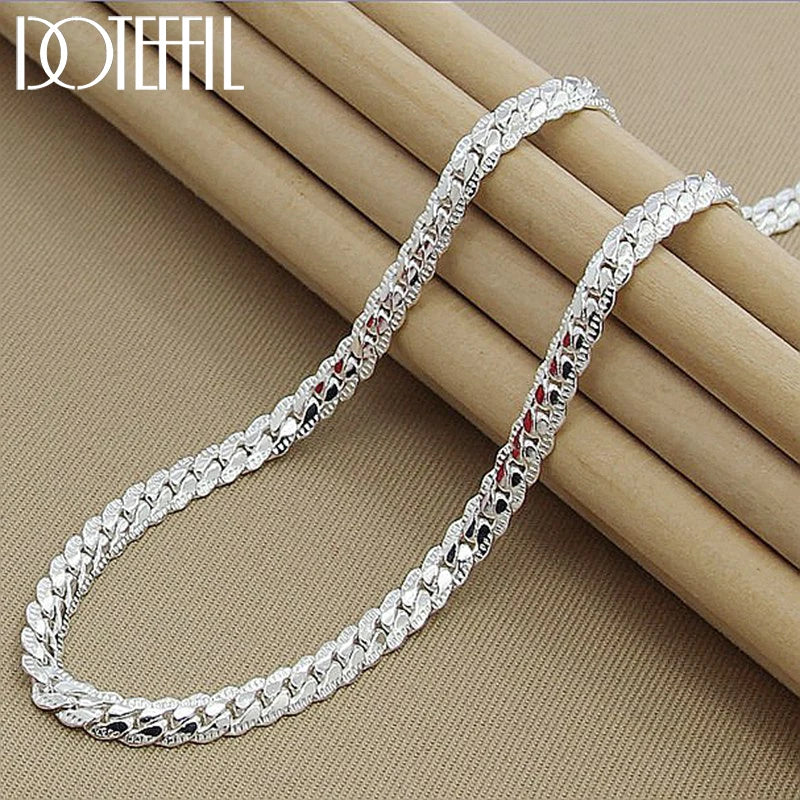 Peris Gems 60cm DOTEFFIL 925 Sterling Silver 6mm Side Chain 16/18/20/22/24 Inch Necklace For Woman Men Fashion Wedding Engagement Jewelry Gift DOTEFFIL 925 Sterling Silver 6mm Side Chain 16/18/20/22/24 Inch Necklace For Woman Men Fashion Wedding Engagement Jewelry Gift SHEIN Amazon Temu