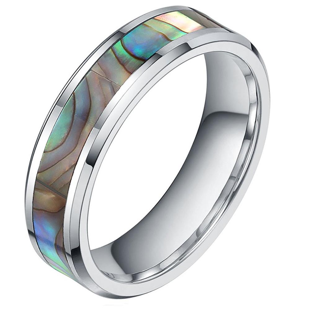 Peris Gems 6mm / 4 Polished Oil Drip Tungsten Carbide Rings Unisex | Green Abalone Ring Polished Oil Drip Tungsten Carbide Ring Unisex Green Abalone SHEIN Amazon Temu
