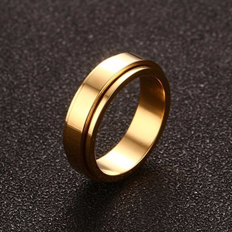 Peris Gems 6mm Gold / 7 Smooth Stainless-Steel Silver Spinner Ring Unisex SHEIN Amazon Temu