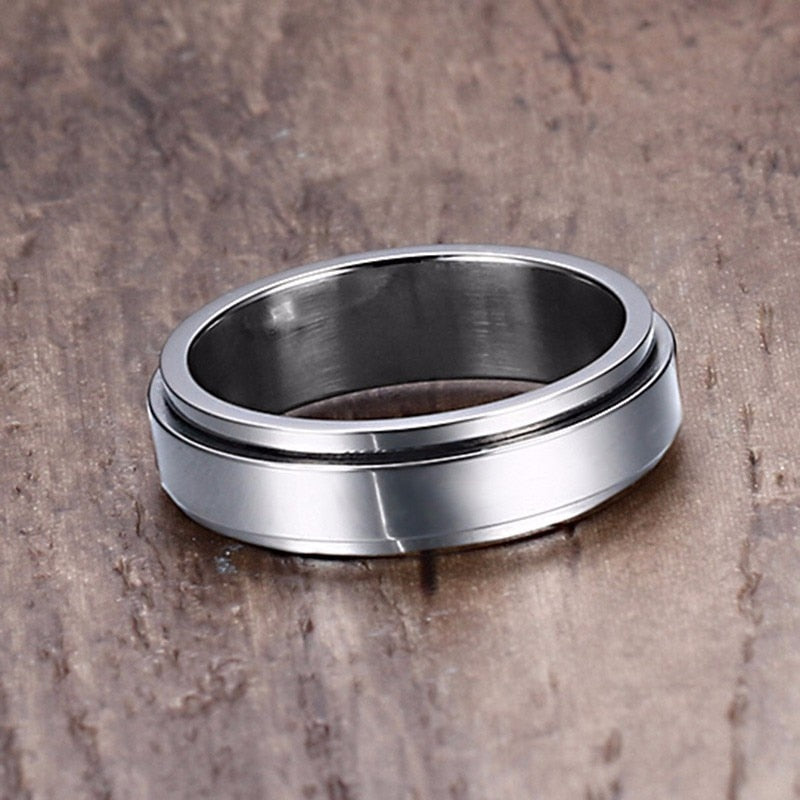 Peris Gems 6mm Silver / 7 Smooth Stainless-Steel Silver Spinner Ring Unisex SHEIN Amazon Temu