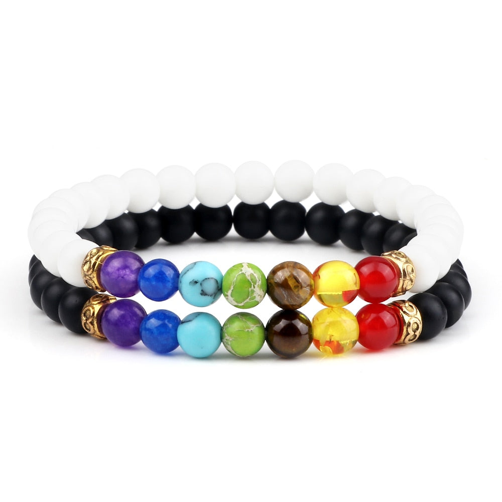 Peris Gems 6MM Style 1 Chakra Stone 2pc Bracelet Set Unisex | Tiger Eye Stone Bracelet Chakra Stone 2pc Bracelet Set Unisex | Tiger Eye Bracelet SHEIN Amazon Temu