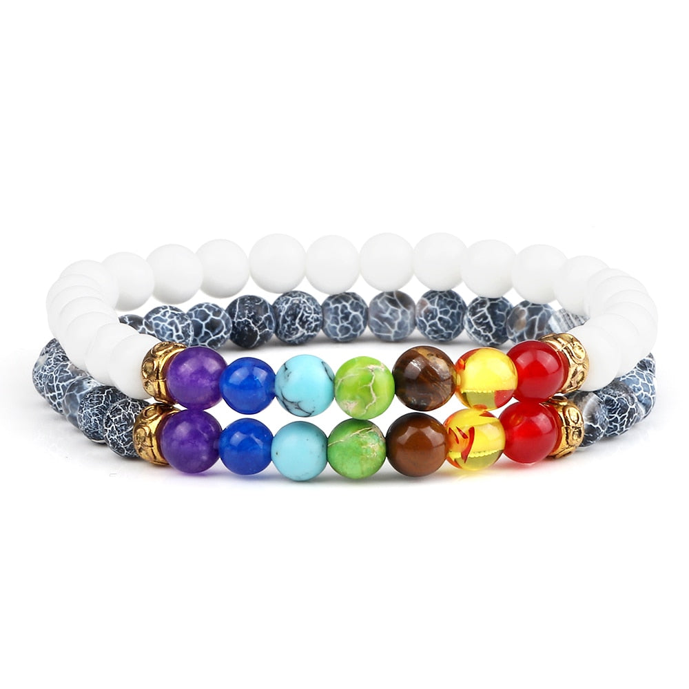 Peris Gems 6MM Style 10 Chakra Stone 2pc Bracelet Set Unisex | Tiger Eye Stone Bracelet Chakra Stone 2pc Bracelet Set Unisex | Tiger Eye Bracelet SHEIN Amazon Temu