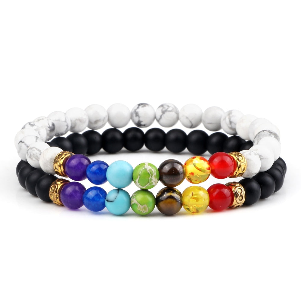 Peris Gems 6MM Style 12 Chakra Stone 2pc Bracelet Set Unisex | Tiger Eye Stone Bracelet Chakra Stone 2pc Bracelet Set Unisex | Tiger Eye Bracelet SHEIN Amazon Temu