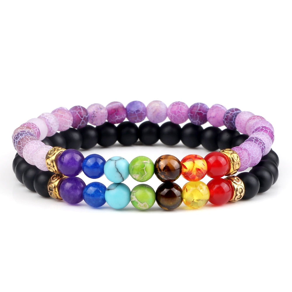 Peris Gems 6MM Style 15 Chakra Stone 2pc Bracelet Set Unisex | Tiger Eye Stone Bracelet Chakra Stone 2pc Bracelet Set Unisex | Tiger Eye Bracelet SHEIN Amazon Temu