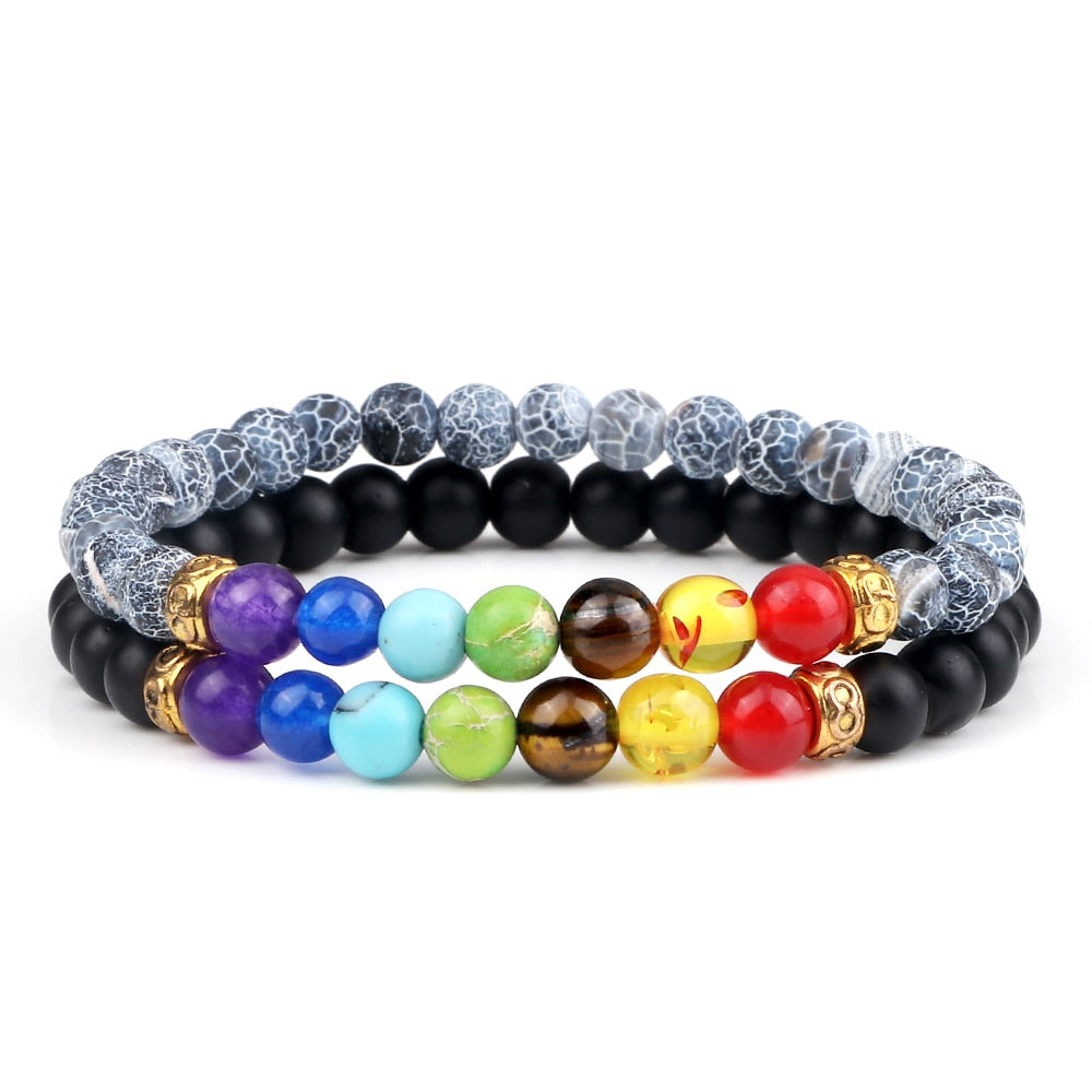 Peris Gems 6MM Style 16 Chakra Stone 2pc Bracelet Set Unisex | Tiger Eye Stone Bracelet Chakra Stone 2pc Bracelet Set Unisex | Tiger Eye Bracelet SHEIN Amazon Temu