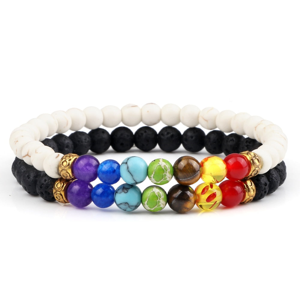 Peris Gems 6MM Style 17 Chakra Stone 2pc Bracelet Set Unisex | Tiger Eye Stone Bracelet Chakra Stone 2pc Bracelet Set Unisex | Tiger Eye Bracelet SHEIN Amazon Temu