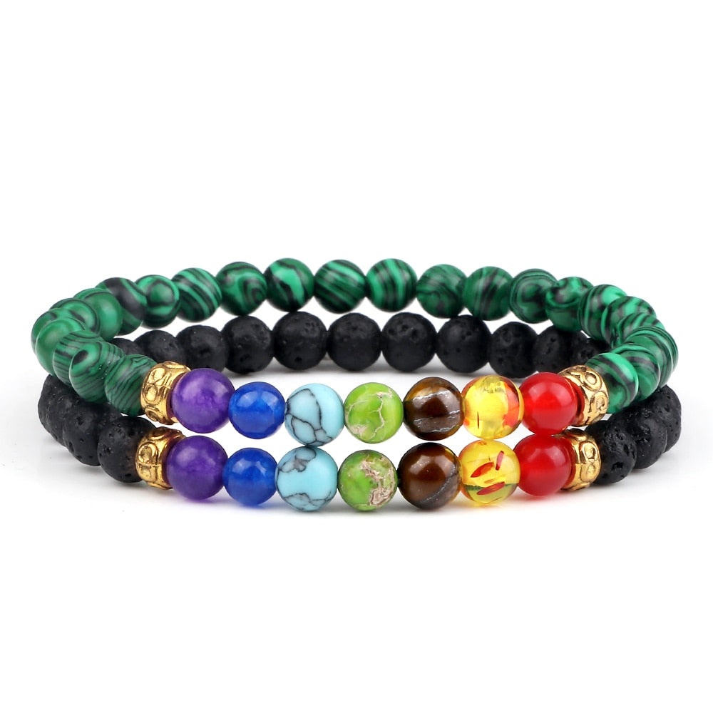Peris Gems 6MM Style 18 Chakra Stone 2pc Bracelet Set Unisex | Tiger Eye Stone Bracelet Chakra Stone 2pc Bracelet Set Unisex | Tiger Eye Bracelet SHEIN Amazon Temu
