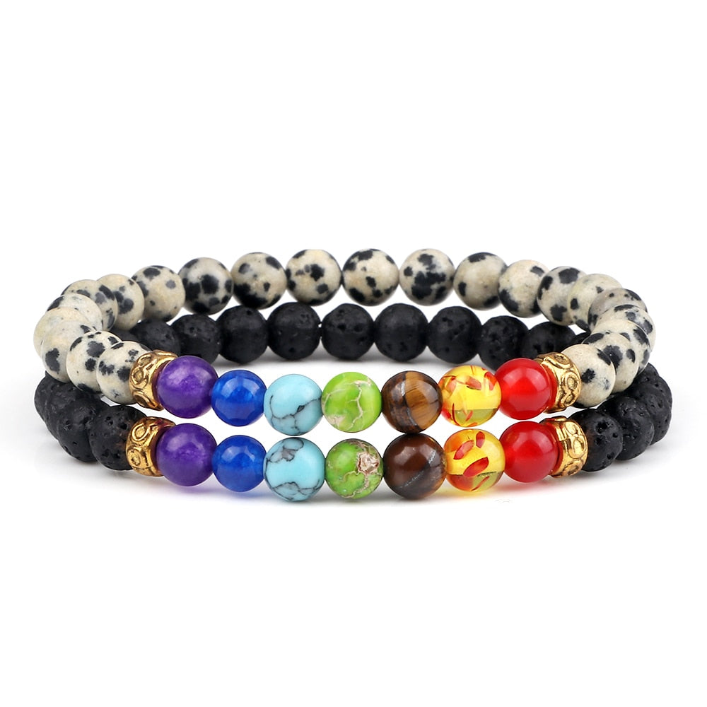 Peris Gems 6MM Style 19 Chakra Stone 2pc Bracelet Set Unisex | Tiger Eye Stone Bracelet Chakra Stone 2pc Bracelet Set Unisex | Tiger Eye Bracelet SHEIN Amazon Temu