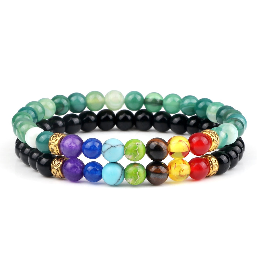Peris Gems 6MM Style 23 Chakra Stone 2pc Bracelet Set Unisex | Tiger Eye Stone Bracelet Chakra Stone 2pc Bracelet Set Unisex | Tiger Eye Bracelet SHEIN Amazon Temu