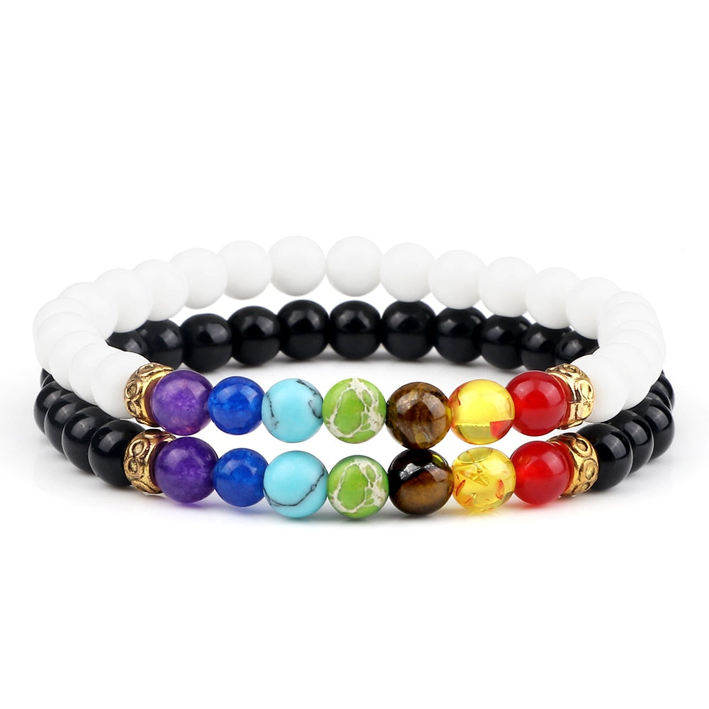 Peris Gems 6MM Style 3 Chakra Stone 2pc Bracelet Set Unisex | Tiger Eye Stone Bracelet Chakra Stone 2pc Bracelet Set Unisex | Tiger Eye Bracelet SHEIN Amazon Temu