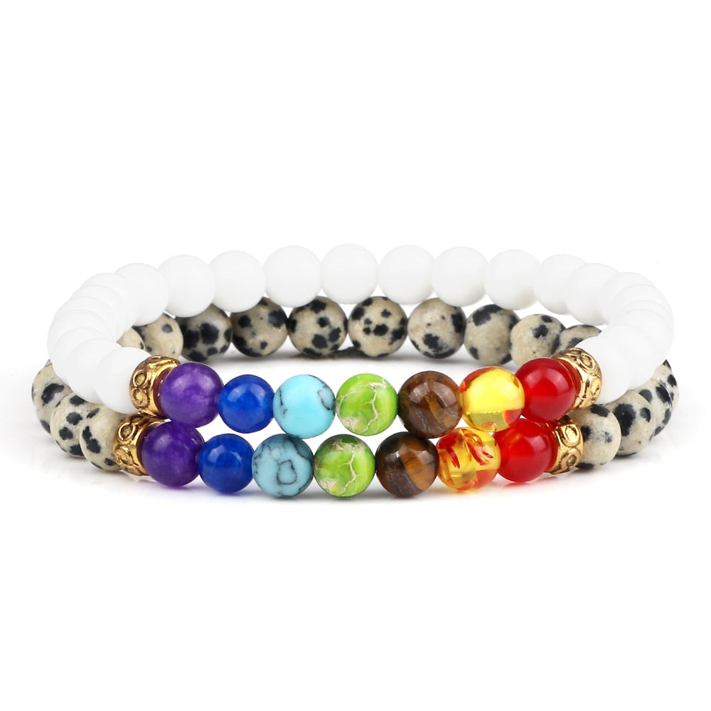 Peris Gems 6MM Style 9 Chakra Stone 2pc Bracelet Set Unisex | Tiger Eye Stone Bracelet Chakra Stone 2pc Bracelet Set Unisex | Tiger Eye Bracelet SHEIN Amazon Temu