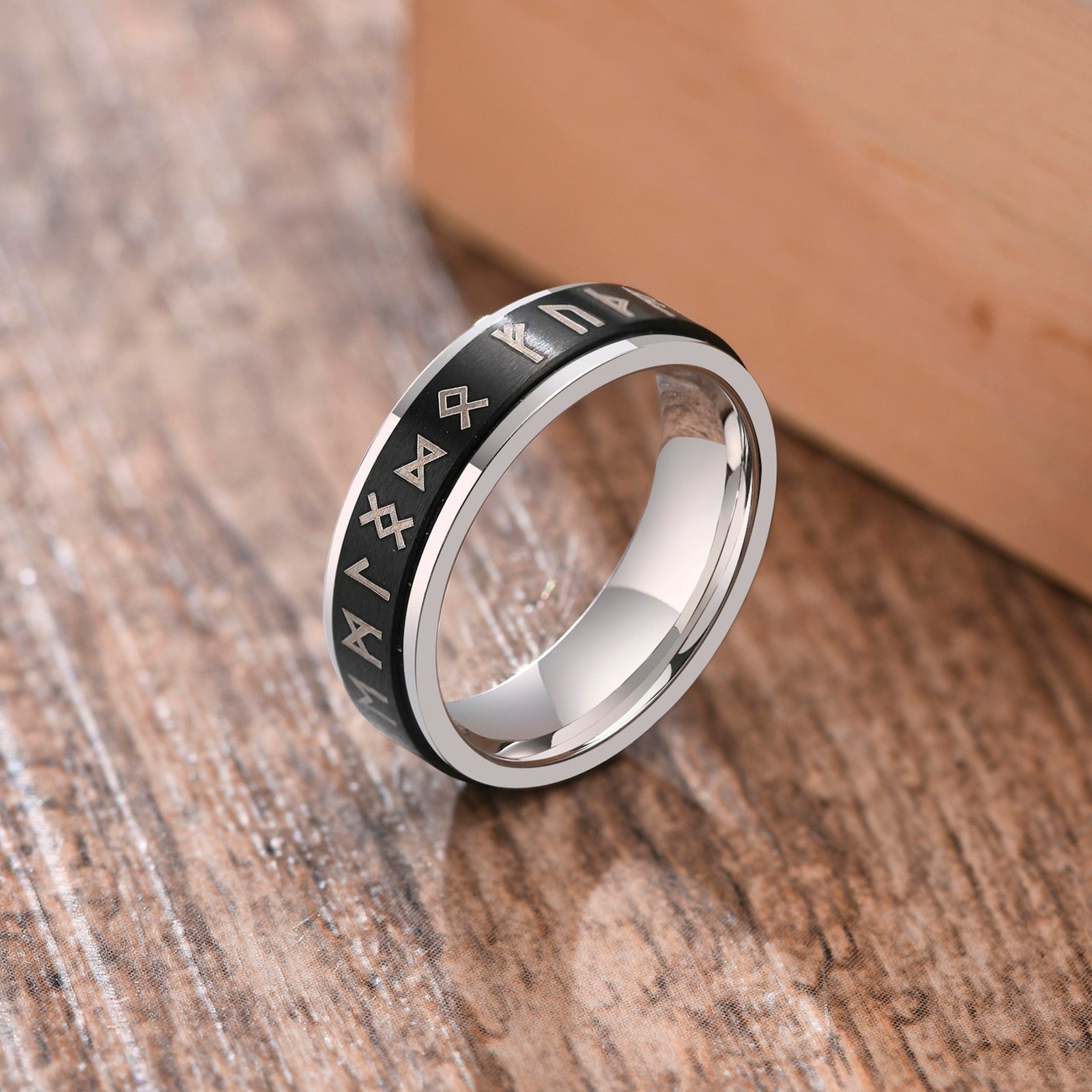 Peris Gems 6mm Viking / 7 Smooth Stainless-Steel Silver Spinner Ring Unisex SHEIN Amazon Temu