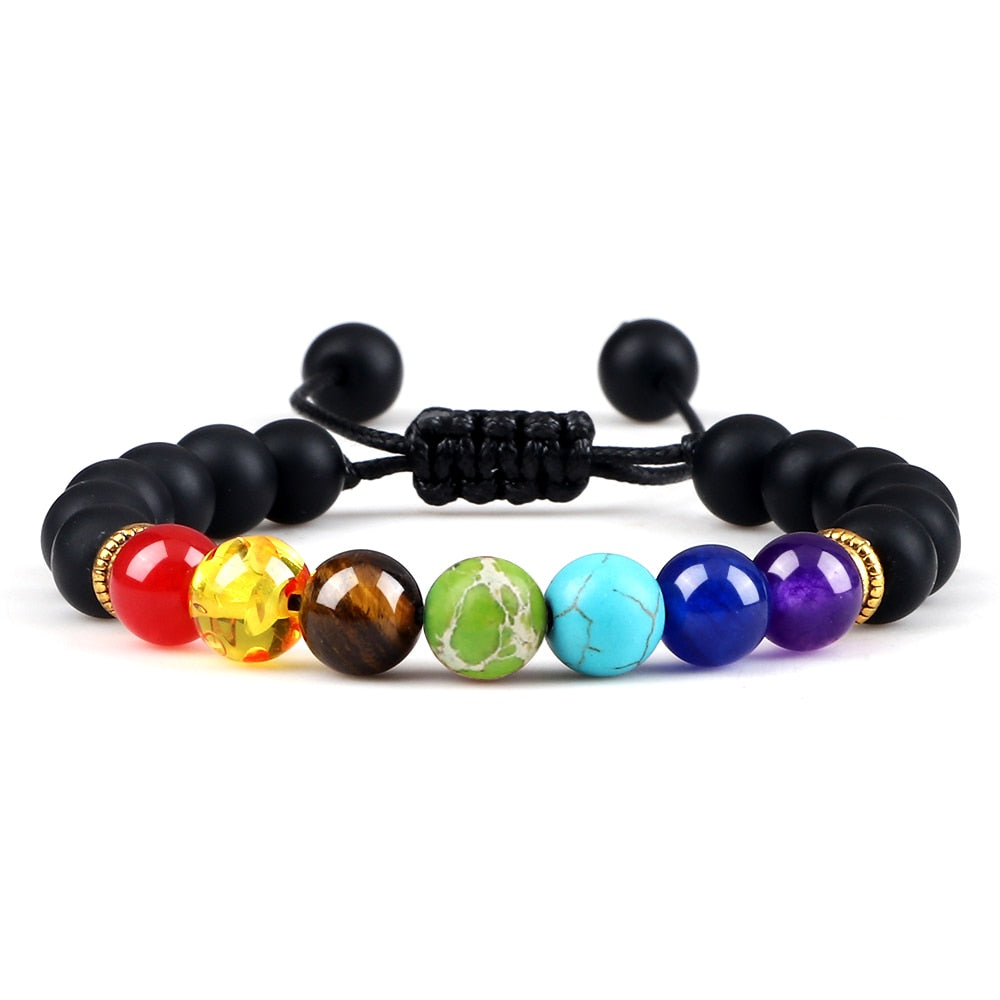 Peris Gems 7 Chakra Matte Black Lava Stone Bracelets | Braided Charm Beads Bracelet SHEIN Amazon Temu
