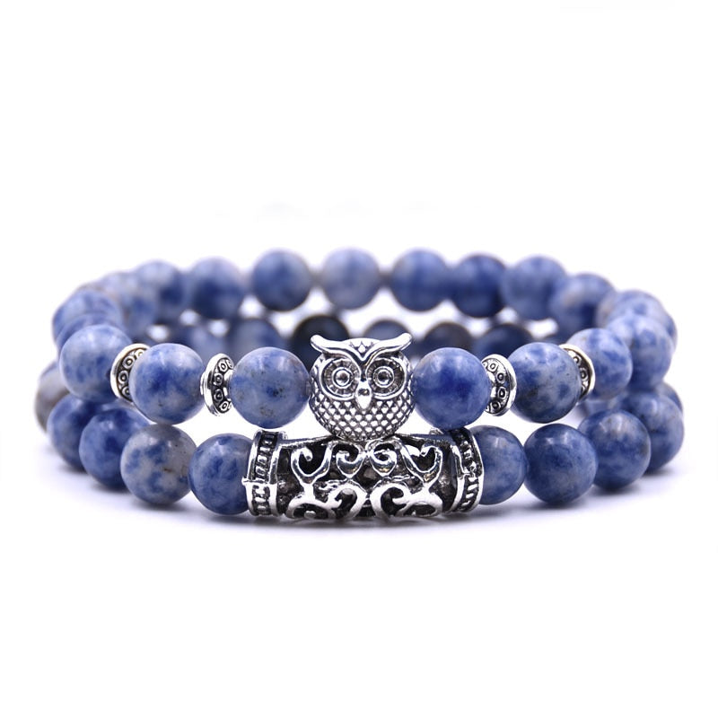 Peris Gems 7 Double Layered Owl Stone Bracelets unisex | Yoga Chakra Bracelets Double Layered Owl Stone Bracelets unisex | Yoga Bracelets SHEIN Amazon Temu