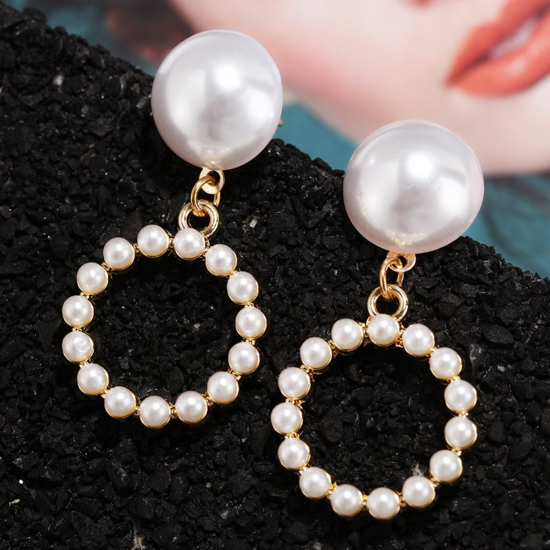 Peris Gems 7 Geometric Gold Pearl Stud Earrings for Women | Gold Bohemian Wedding Earrings Geometric Gold Pearl Stud Earrings for Women SHEIN Amazon Temu