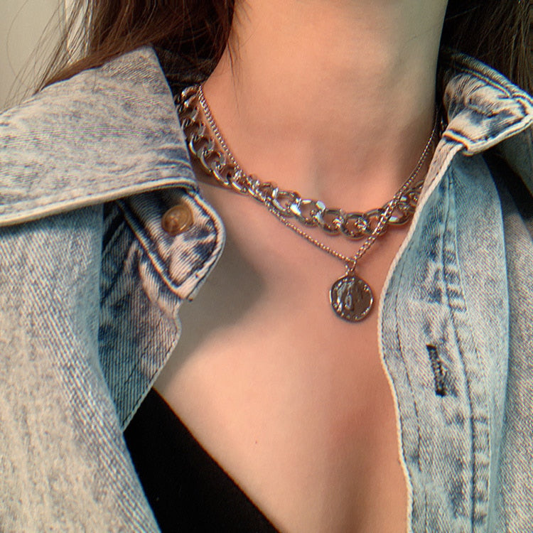 Peris Gems 7 Gold Coin Pendant Necklaces for Women | Multilayered Cuban Link Necklace SHEIN Amazon Temu